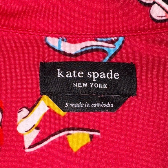 Kate Spade Red Holiday Pajama Top - Shoe Print - Women's Small - Picture 3 of 7